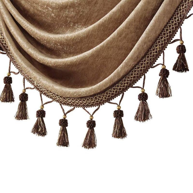 ELKCA Thick Chenille Window Curtains Valance for Living Room Coffee Waterfall Valance for Bedroom,Rod Pocket, W39 inches, 1 Panel - Image 3